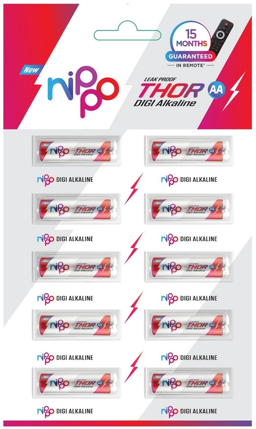 நிப்போ தோர் காரத்தன்மை AA பேட்டரி பேக் 10 பேர்