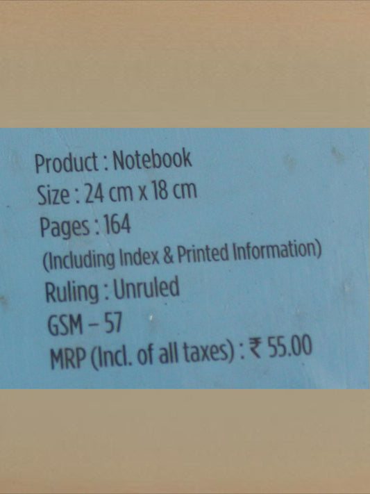 CAMLIN NOTEBOOK 24CM*18CM 164 PAGES