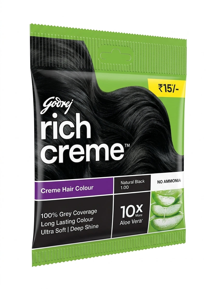 GODREJ EXPERT CREME HAIR DYE (11G COLOURANT PLUS 11ML DEVELOPER) PACK OF 10