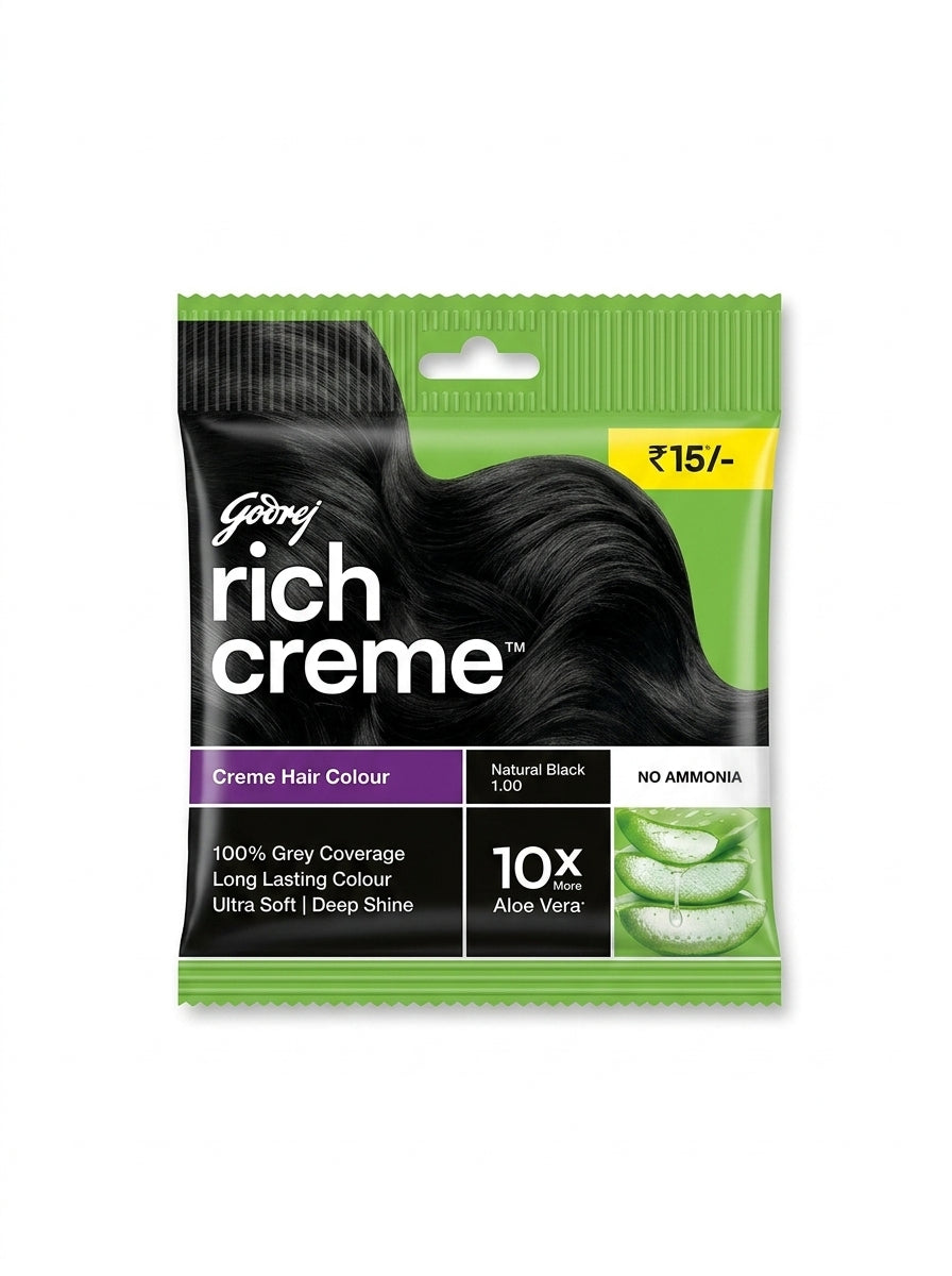GODREJ EXPERT CREME HAIR DYE (11G COLOURANT PLUS 11ML DEVELOPER) PACK OF 10