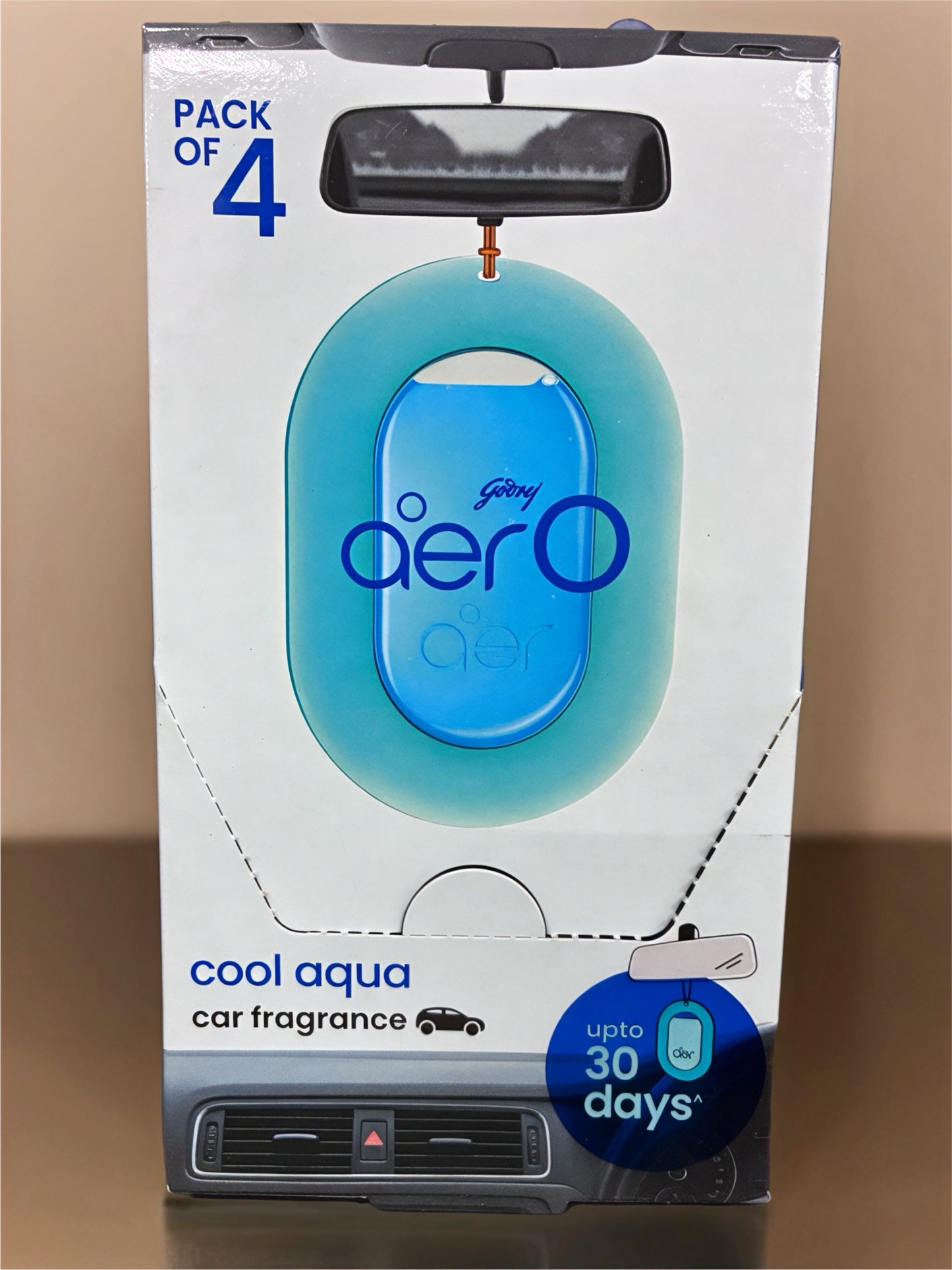 GODREJ aer O COOL AQUA CAR FRAGRANCE GEL PACK OF 4 hanger pack