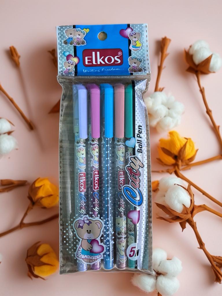 ELKOS CUTY बॉल पेन, लाल, 5 का पैक
