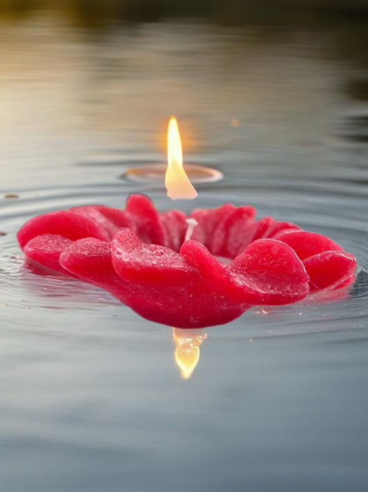 FLOATING CANDLES SET OF 10 FLORAL DESIGNED