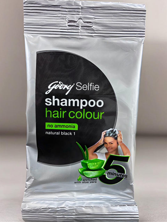 GODREJ selfie SHAMPOO hair colour NATURAL BLACK 10ML PLUS 10ML EACH, 30RS PACK OF 10