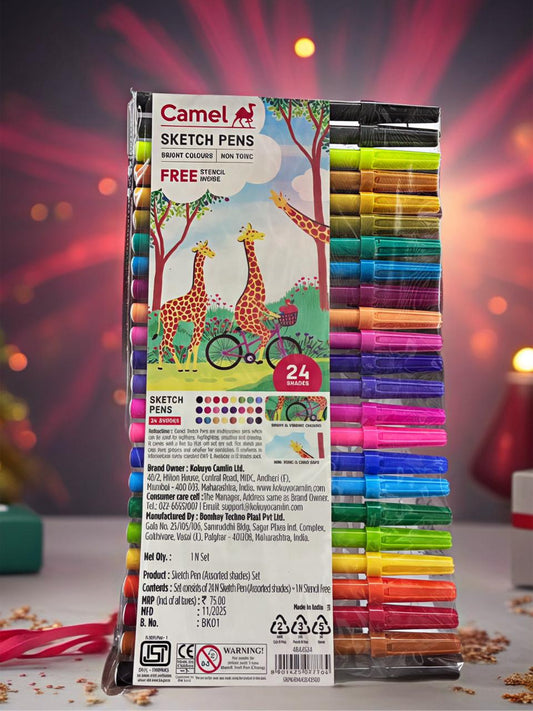 CAMEL SKETCH PENS 24 SHADES WITH A STENSIL FREE