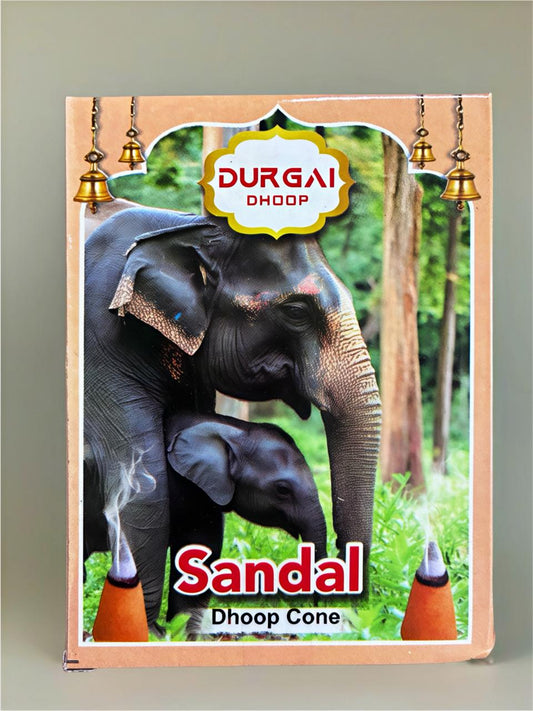 DURGAI SANDAL DHOOP CONE PACK OF 100 CONES plus 8 cones free