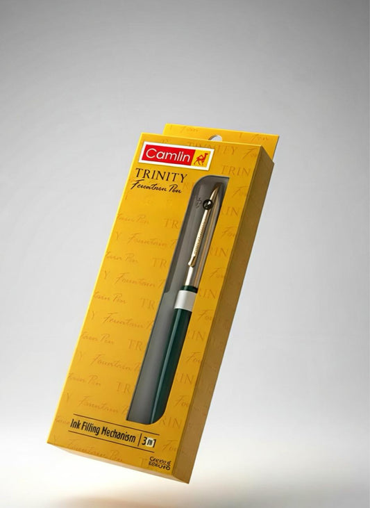 CAMLIN TRINITY FOUNTAIN PEN WITH 3 IN 1 INK FILLING MECHANISM, 24K GOLG PLATED NIB FOR SMOOTH WRITTING,IDEAL FOR GIFTING