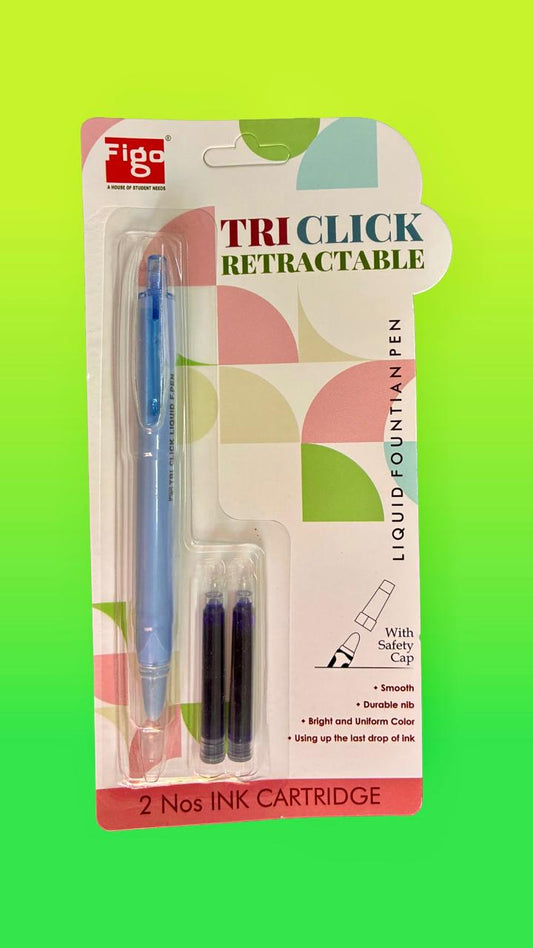 FIGO TRICLICK LIQUID FOUNTAIN PEN RETRACTABLE WITH SAFTY CAP.