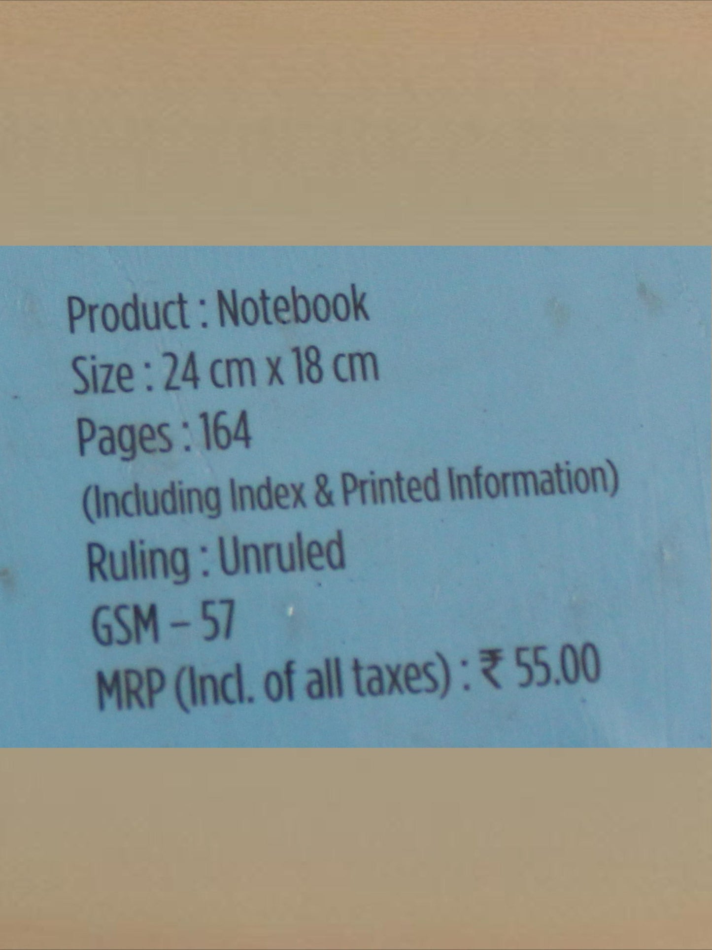 CAMLIN NOTEBOOK 24CM*18CM 164 PAGES