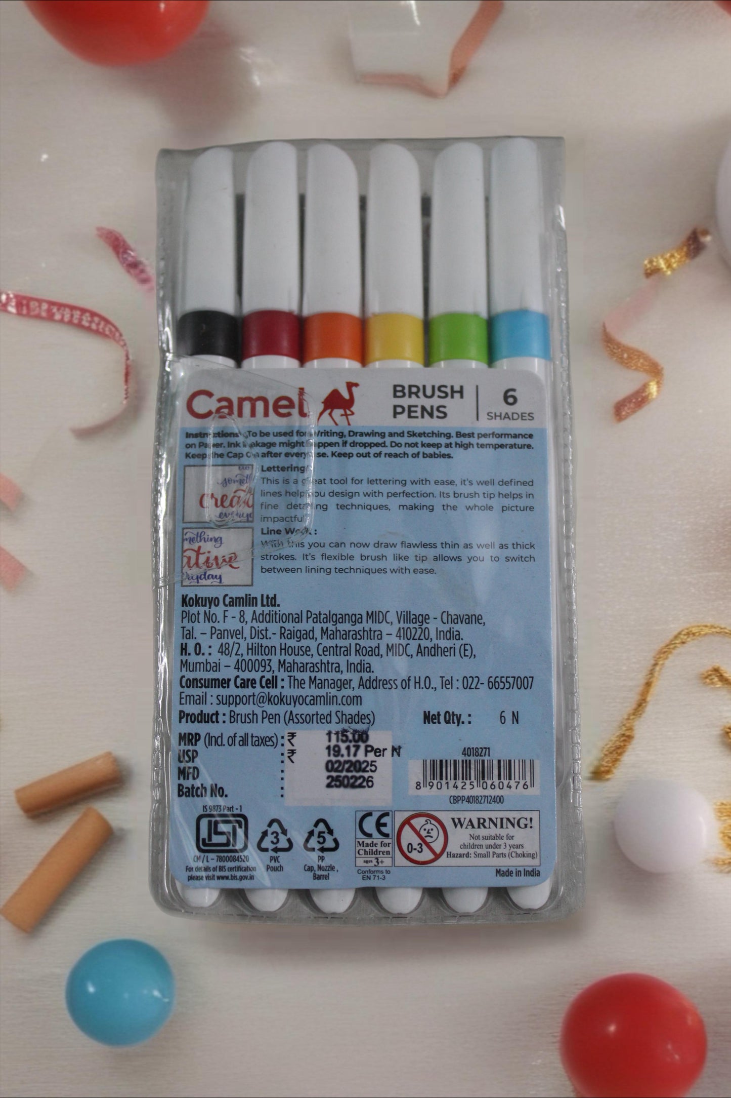 CAMLIN BRUSH PEN PACK OF 6