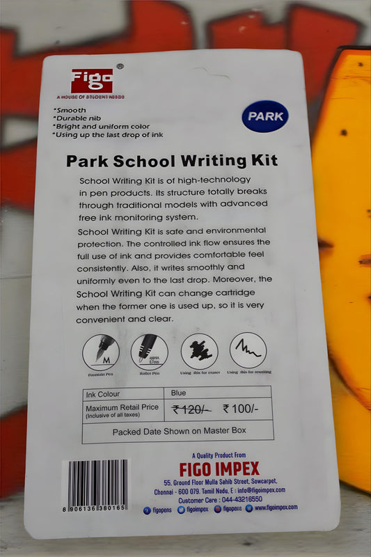 FIGO SCHOOL PEN KIT CONTAINS TWO FOUNTAIN PEN_TWO JUMBO CATRIDGES_ONE INK SYRINGE_AND AN INK ERASER