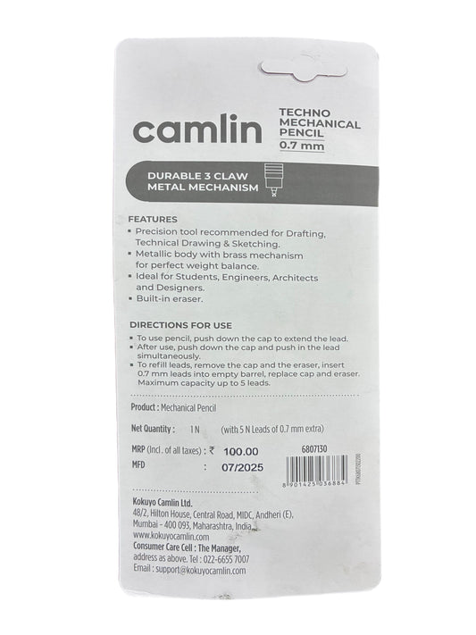 CAMLIN TECHNO MECHANICAL PENCIL 0.7MM PACK OF 2